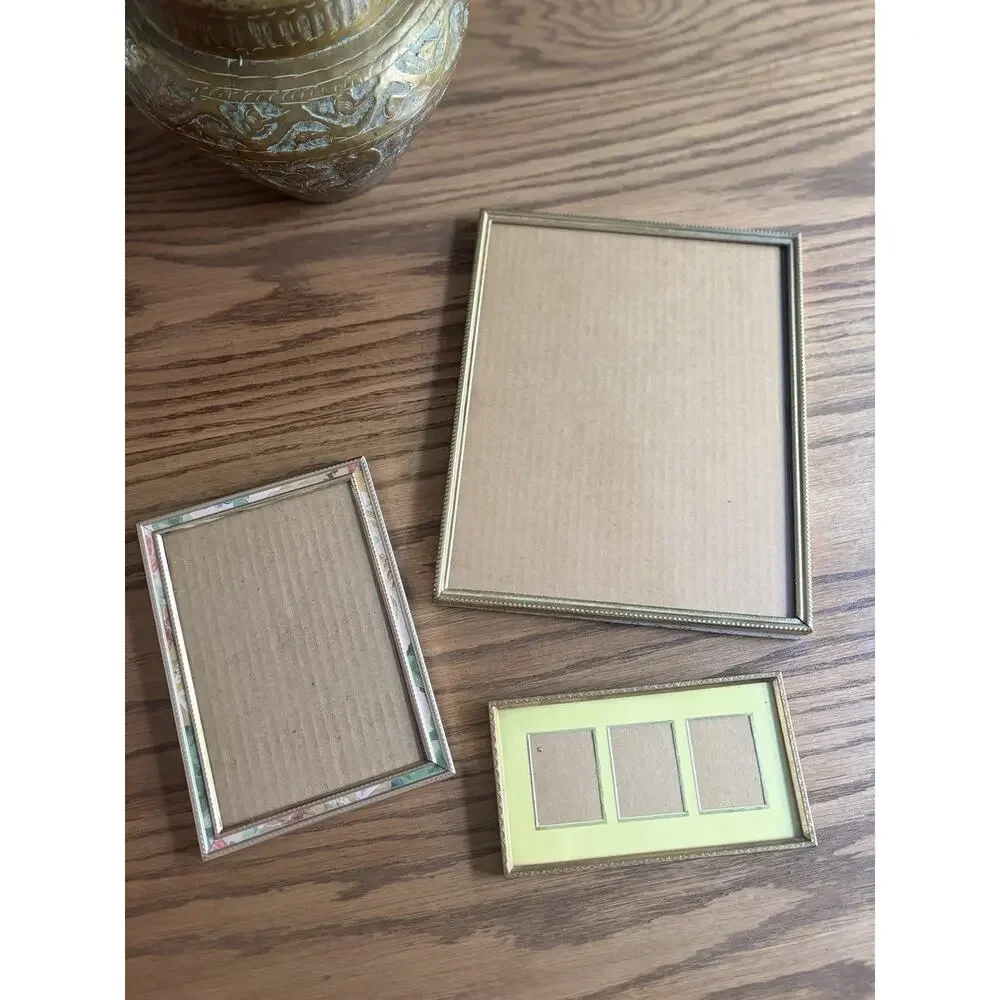 Vintage Brass Frames Ornate Floral Detail Brass Frame 8x10” 5x7” Set Of 3